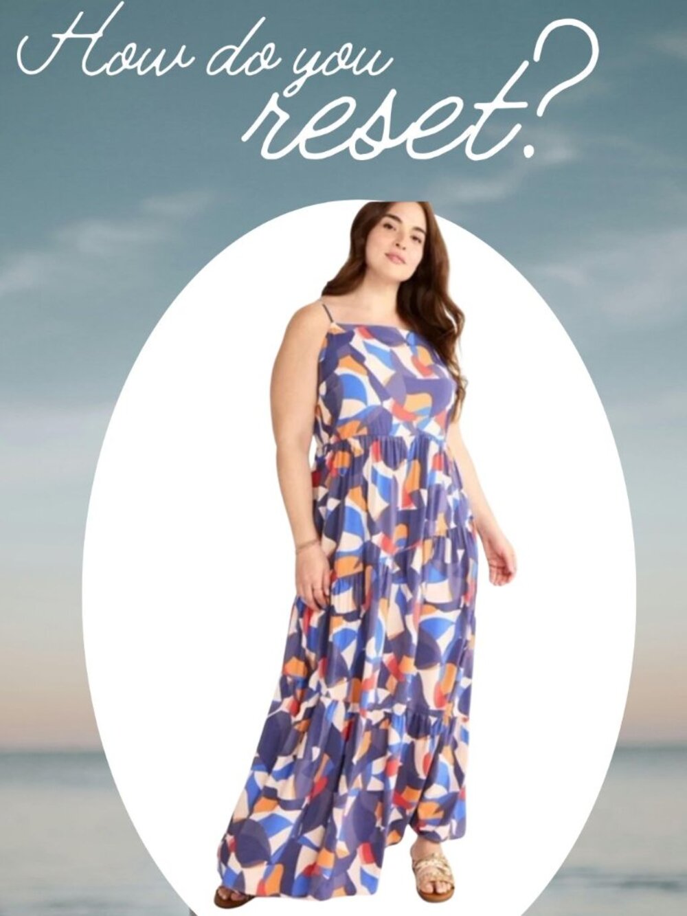 Nine West Designer Tiered Maxi Dress Abstract Print Sleeveless Boho Summer XL